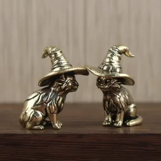Brass Cat With Witch Hat