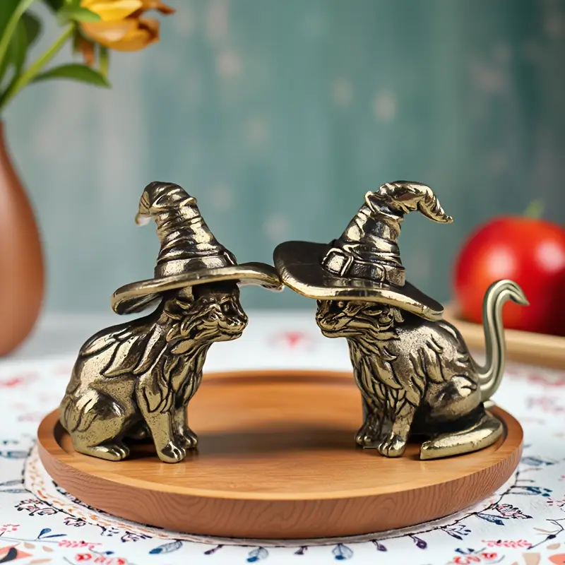 Brass Cat With Witch Hat - Image 4