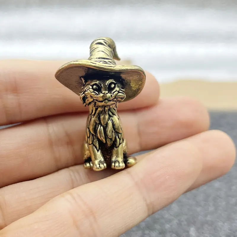 Brass Cat With Witch Hat - Image 2