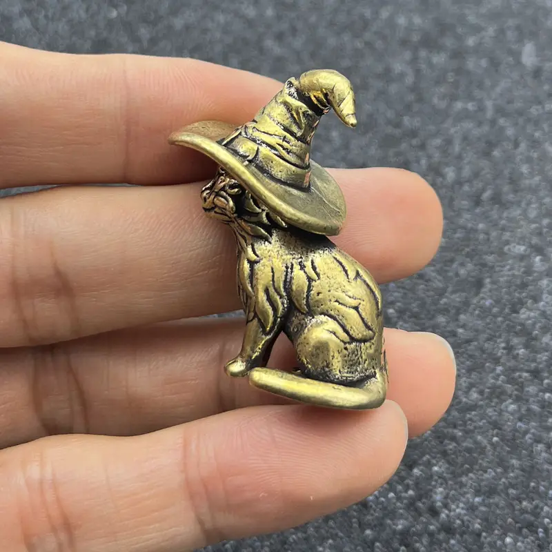 Brass Cat With Witch Hat - Image 3