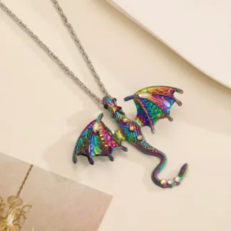 Iridescent Enamel Dragon Pendant