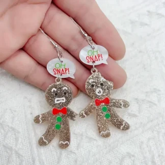 Sparkly Acrylic Gingerbread Earrings