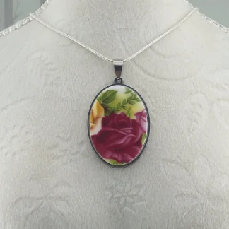 Oval Old Country Rose Pendant #2