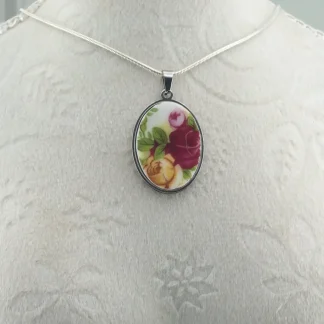 Oval Old Country Rose Pendant #6