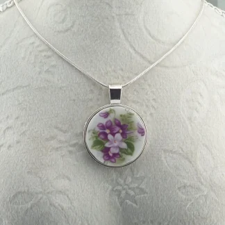 Round Sweet Violets Pendant #1