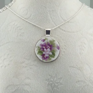 Round Sweet Violets Pendant #3