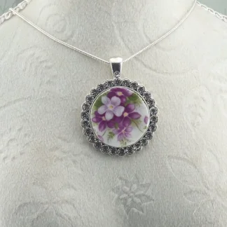 Round Sweet Violets Pendant #4