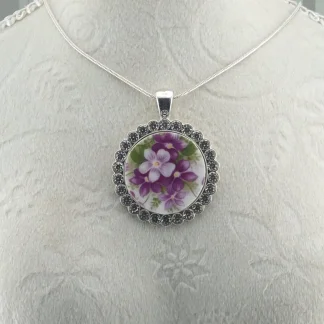 Round Sweet Violets Pendant #7